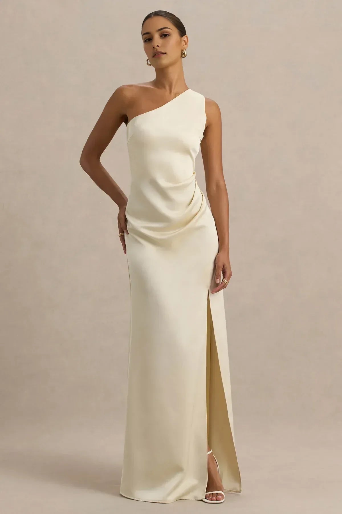 Stylish Mermaid One Shoulder Sleeveless Zipper Back Floor Length Evening Dress