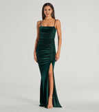 Stylish Mermaid Square Neck Spaghetti Strap Ruched Back Floor Length Prom Dress