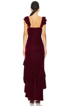 Stylish Mermaid V Neck Ruffle Strap Tiered Ruffle Hem Floor Length Evening Dress
