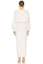 Stylish Sheath Boat Neck Balloon Sleeve Floor Length Evening Dress