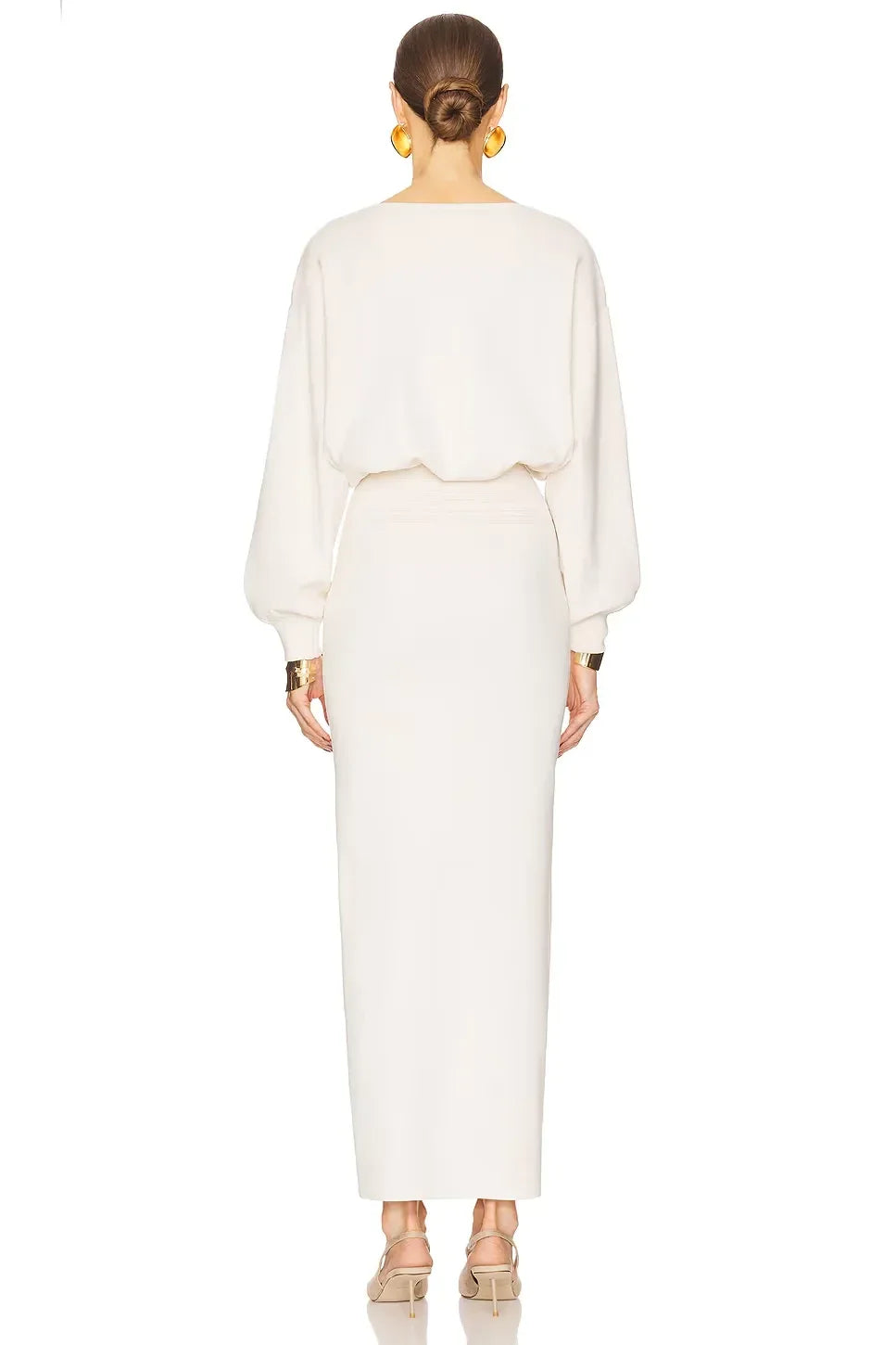 Stylish Sheath Boat Neck Balloon Sleeve Floor Length Evening Dress