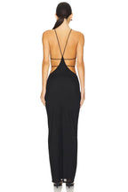 Stylish Sheath Halter Neck Sleeveless Cutout Back Floor Length Evening Dress