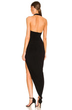 Stylish Sheath Halter Neck Sleeveless Open Back Asymmetric Length Evening Dress