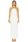 Stylish Sheath Halter Neck Sleeveless Ruched Back Floor Length Evening Dress