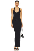 Stylish Sheath Halter Neck Sleeveless Tie Back Floor Length Evening Dress