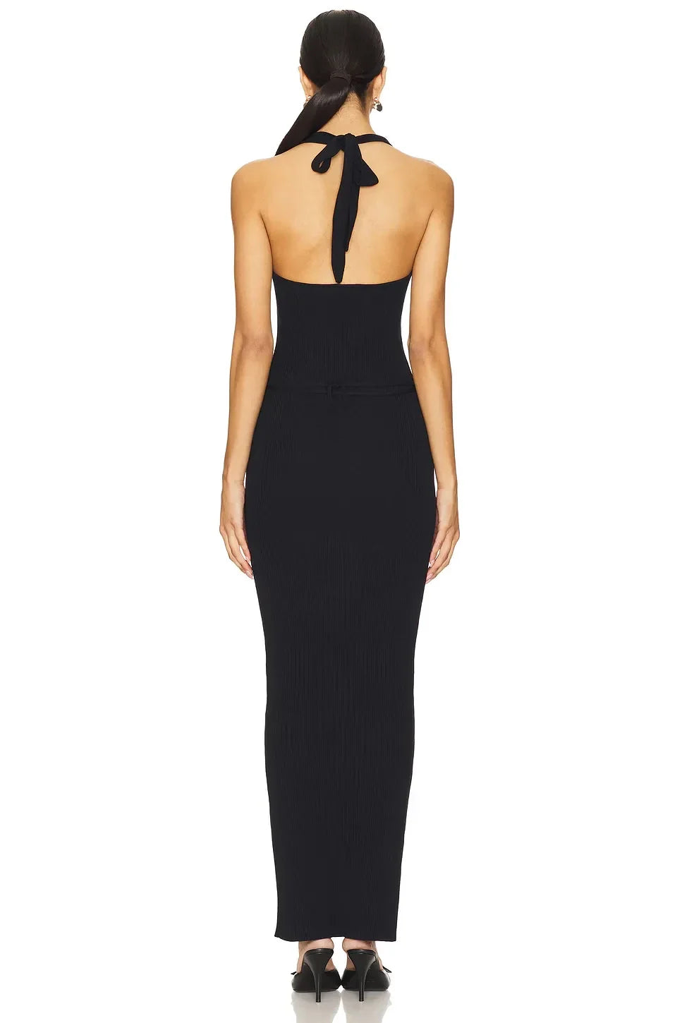 Stylish Sheath Halter Neck Sleeveless Tie Back Floor Length Evening Dress