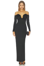 Stylish Sheath Off Shoulder Long Sleeve Solid Back Floor Length Evening Dress