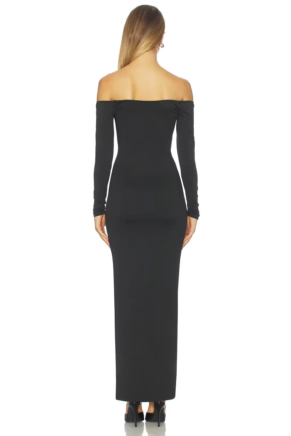Stylish Sheath Off Shoulder Long Sleeve Solid Back Floor Length Evening Dress