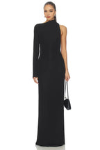 Stylish Sheath One Shoulder Long Sleeve Cutout Back Floor Length Evening Dress