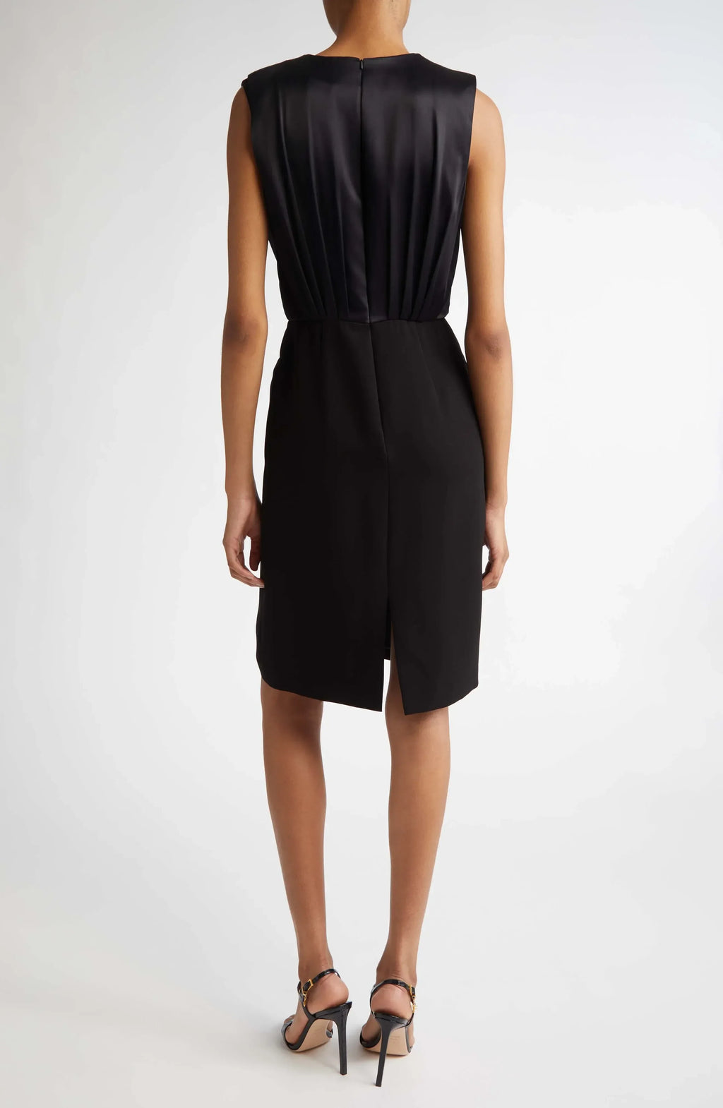Stylish Sheath Plunging V Neck Sleeveless Split Back Knee Length Evening Dress