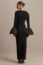 Stylish Sheath Square Neck Bell Sleeve Zip Back Floor Length Evening Dress