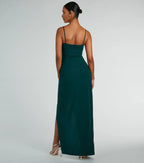 Stylish Sheath Square Neck Spaghetti Strap Zipper Back Floor Length Prom Dress