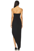 Stylish Sheath Strapless Sleeveless High Slit Asymmetric Length Evening Dress