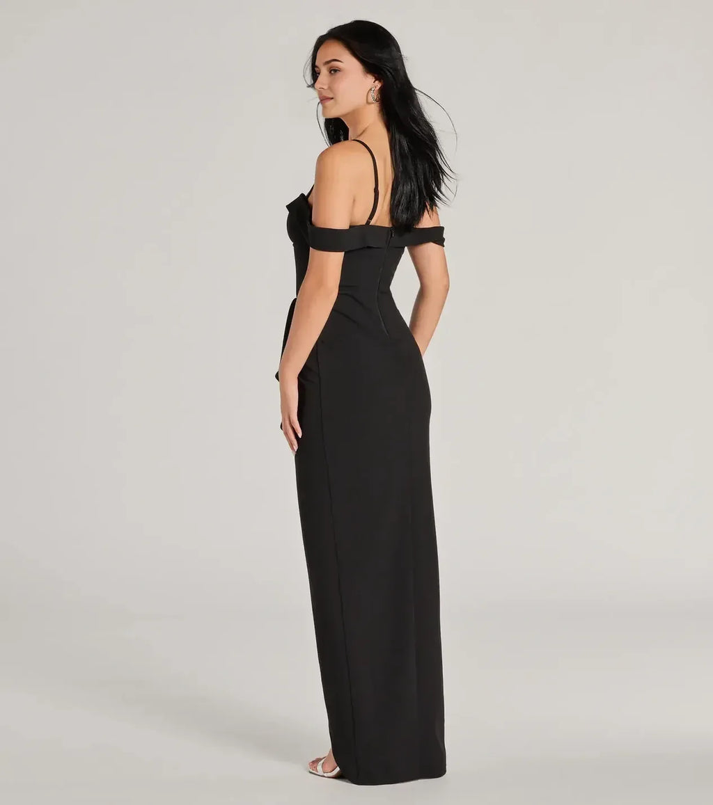 Stylish Sheath Sweetheart Neck Off Shoulder Short Sleeve Zipper Back Floor Length Prom Dress