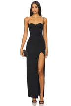 Stylish Sheath Sweetheart Neck Sleeveless Zip Back Slit Front Floor Length Evening Dress