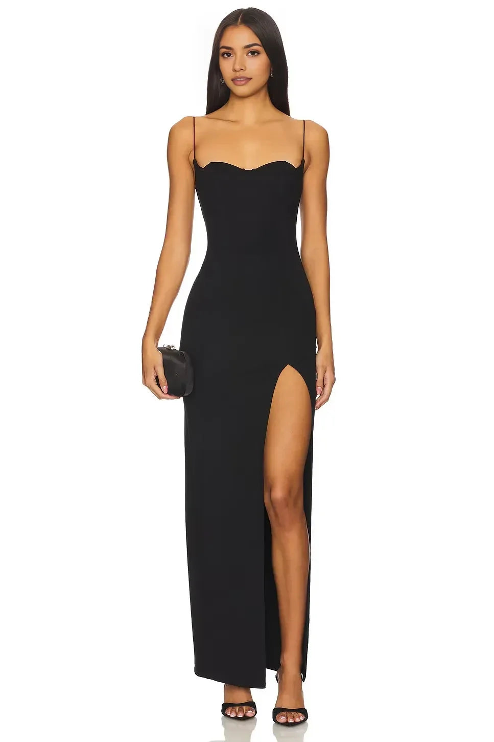 Stylish Sheath Sweetheart Neck Sleeveless Zip Back Slit Front Floor Length Evening Dress