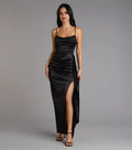 Stylish Trumpet Cowl Neck Spaghetti Strap Zipper Back Floor Length Prom Dress