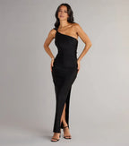 Stylish Trumpet One Shoulder Sleeveless Tie Back Floor Length Prom Dress