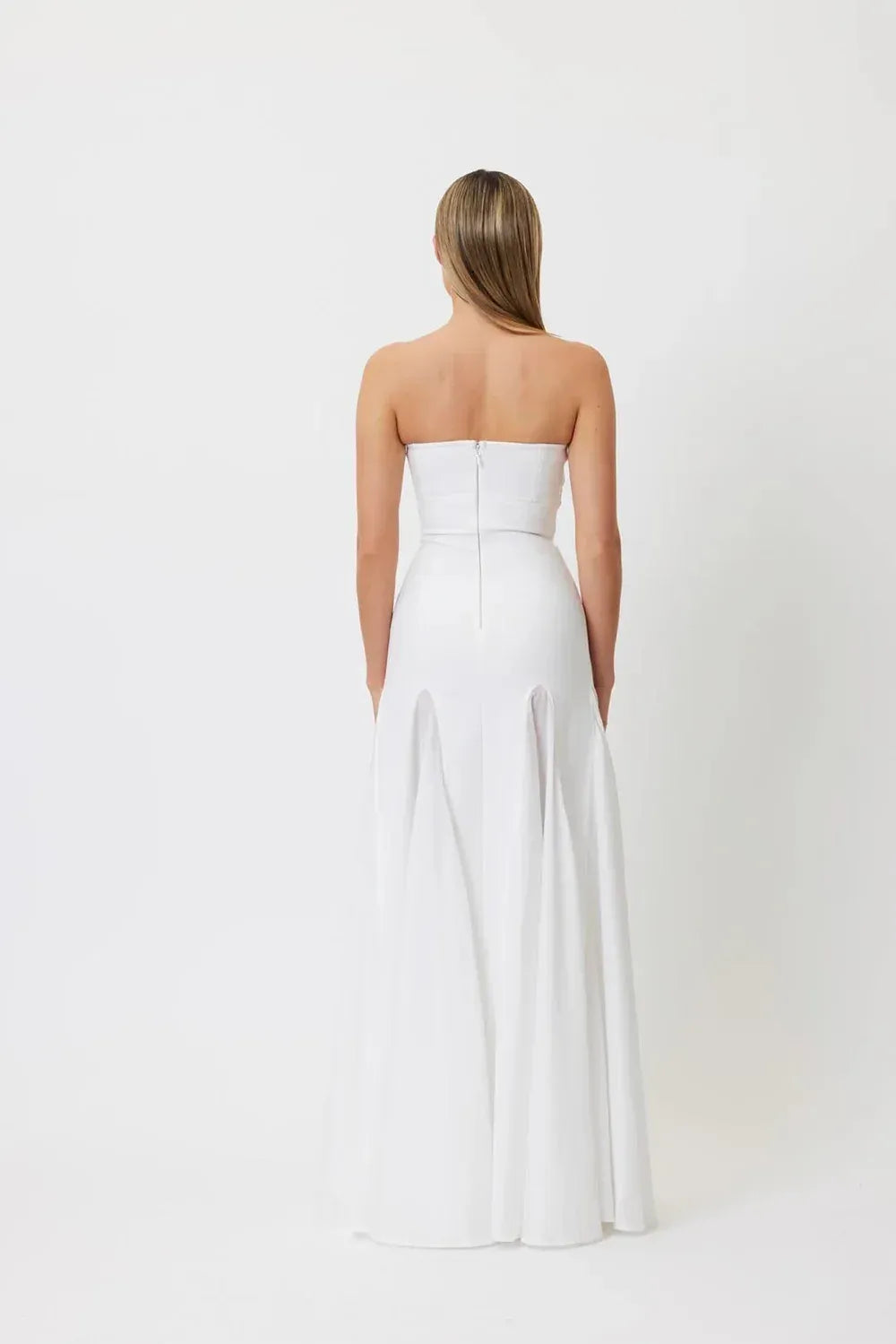 Mermaid Strapless Prom Dress With Satin Bodice And Mesh Godet In White For Glam Prom Queens