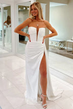 Mermaid Strapless Neck Sleeveless Zipper Up Floor-Length Prom Dress