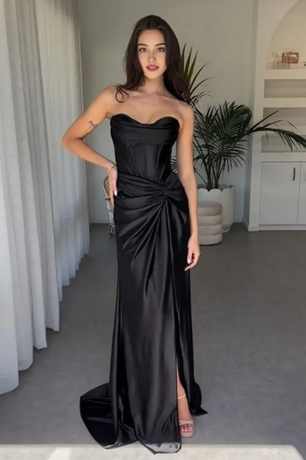 Mermaid Strapless Split Floor-Length Prom Dress