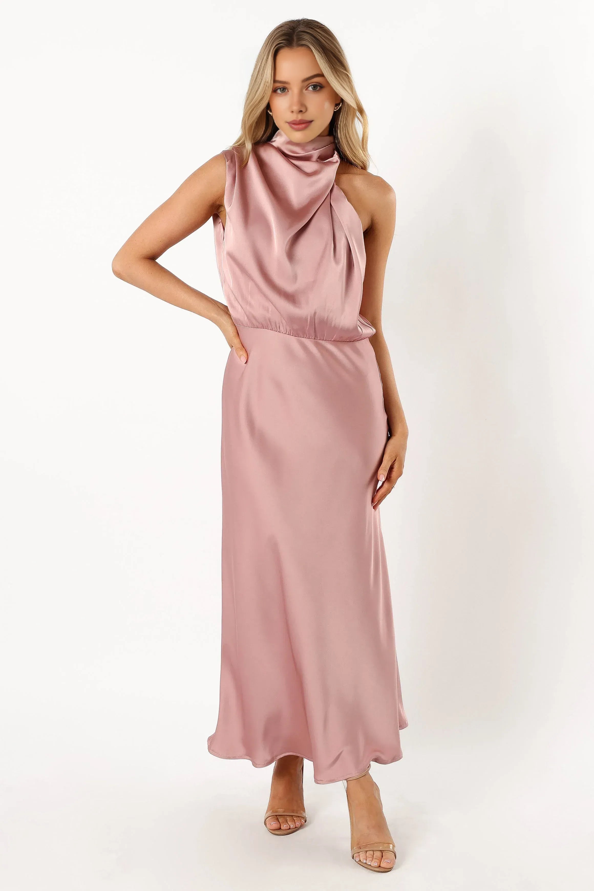 Sheath Halter Neck Sleeveless Ankle-Length Prom Dress