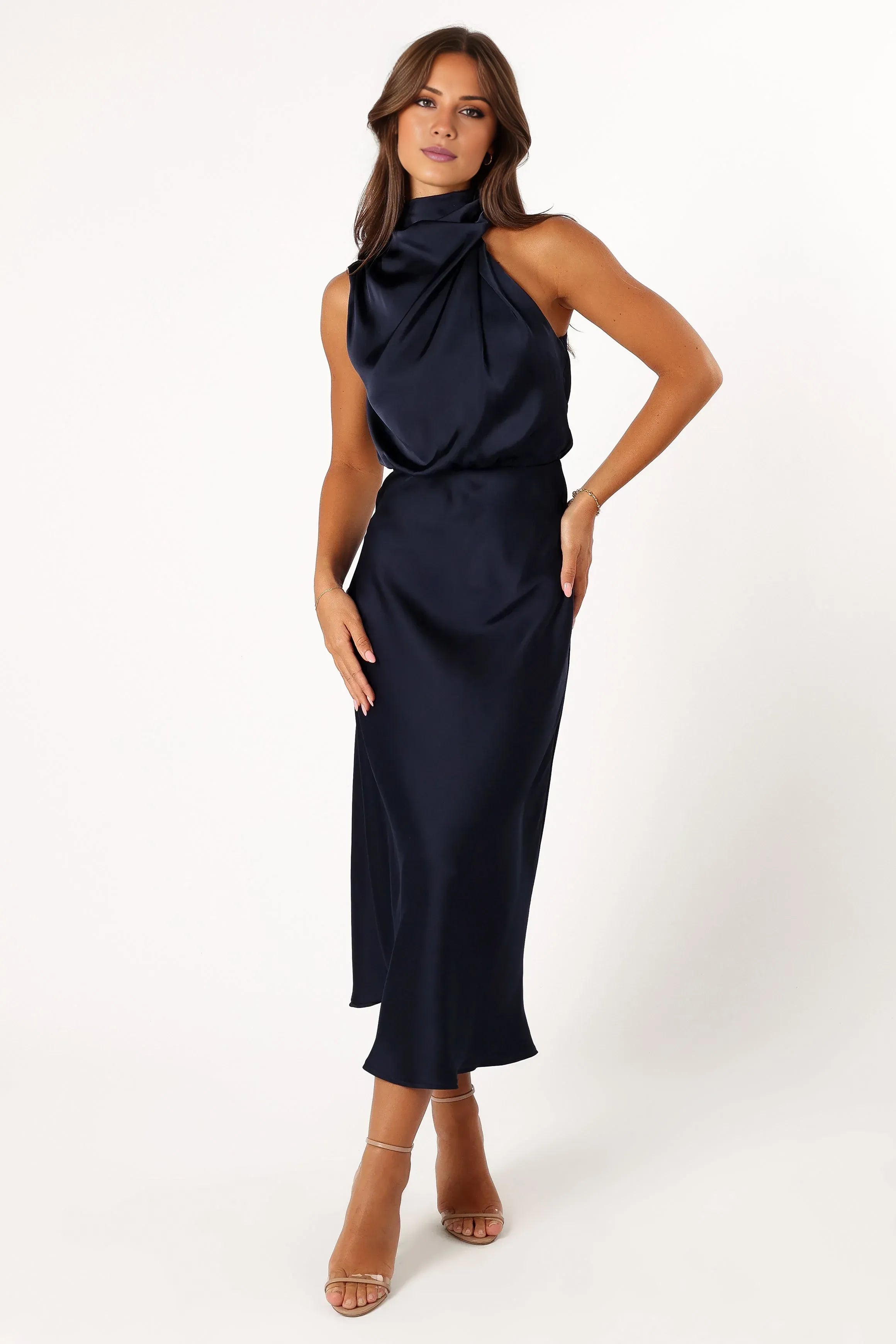 Sheath Halter Neck Sleeveless Ankle-Length Prom Dress