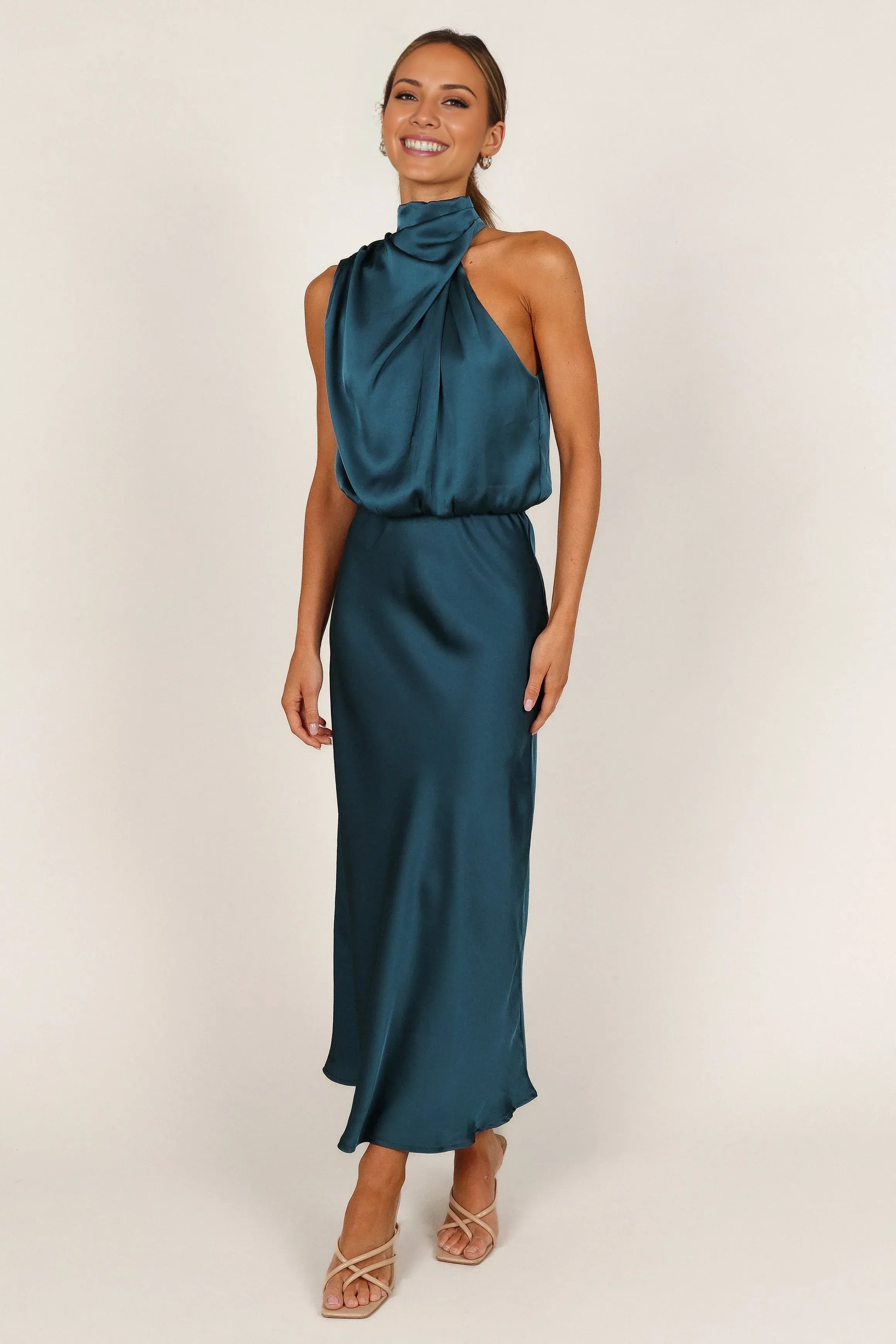 Sheath Halter Neck Sleeveless Ankle-Length Prom Dress