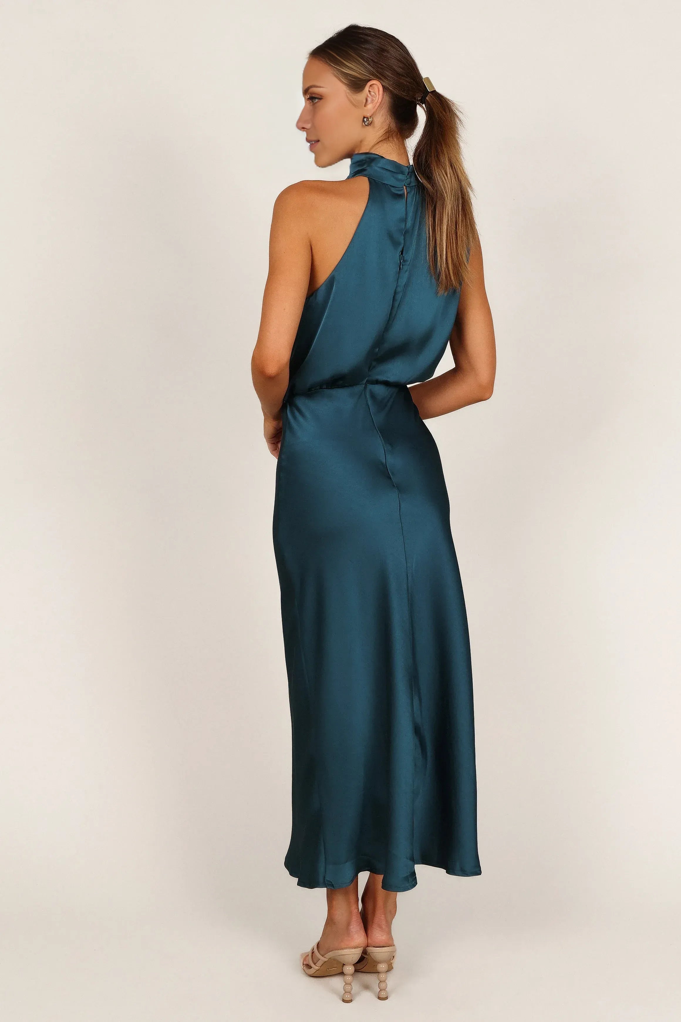 Sheath Halter Neck Sleeveless Ankle-Length Prom Dress