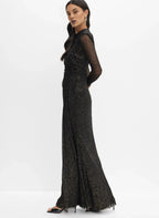 Sheath High Neck Long Sleeve Zipper Up Floor-Length Prom Dress