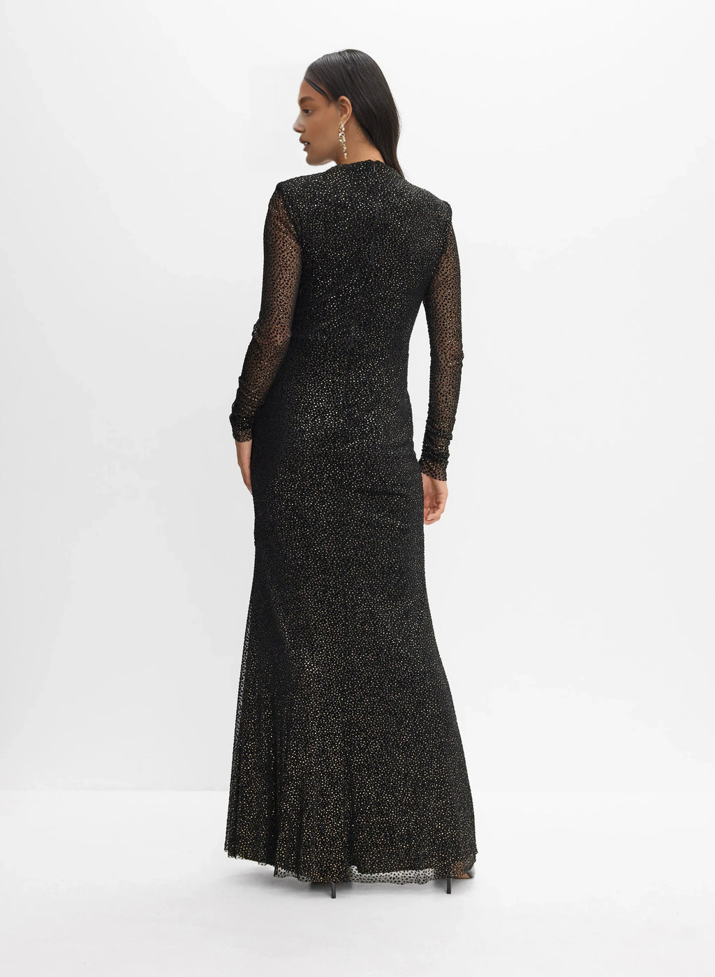 Sheath High Neck Long Sleeve Zipper Up Floor-Length Prom Dress