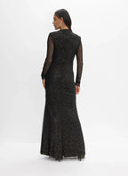 Sheath High Neck Long Sleeve Zipper Up Floor-Length Prom Dress