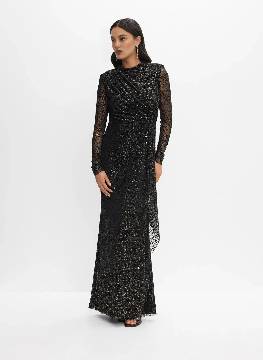 Sheath High Neck Long Sleeve Zipper Up Floor-Length Prom Dress