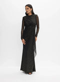 Sheath High Neck Long Sleeve Zipper Up Floor-Length Prom Dress