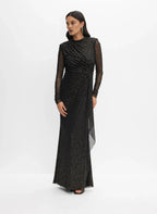 Sheath High Neck Long Sleeve Zipper Up Floor-Length Prom Dress