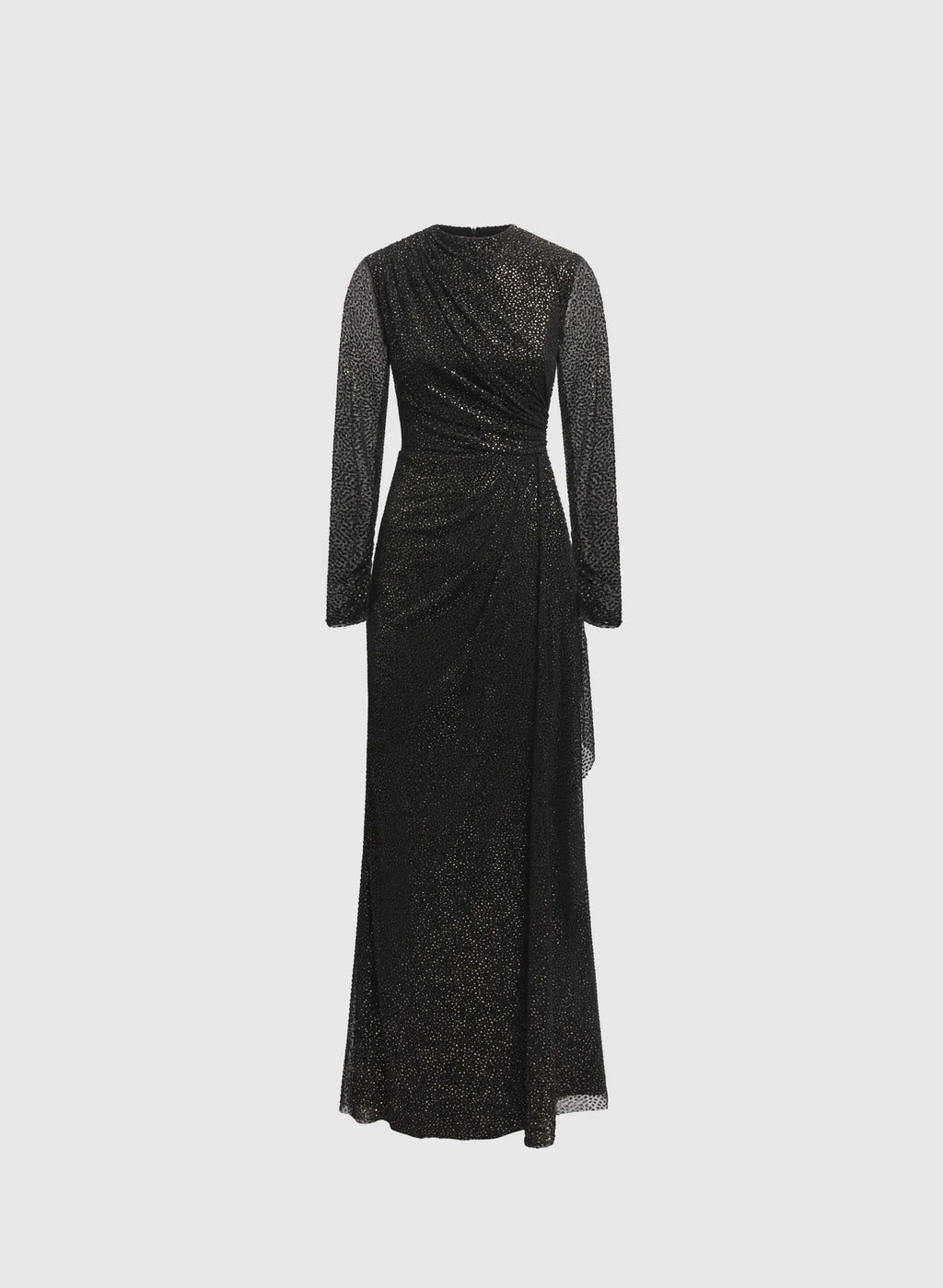 Sheath High Neck Long Sleeve Zipper Up Floor-Length Prom Dress
