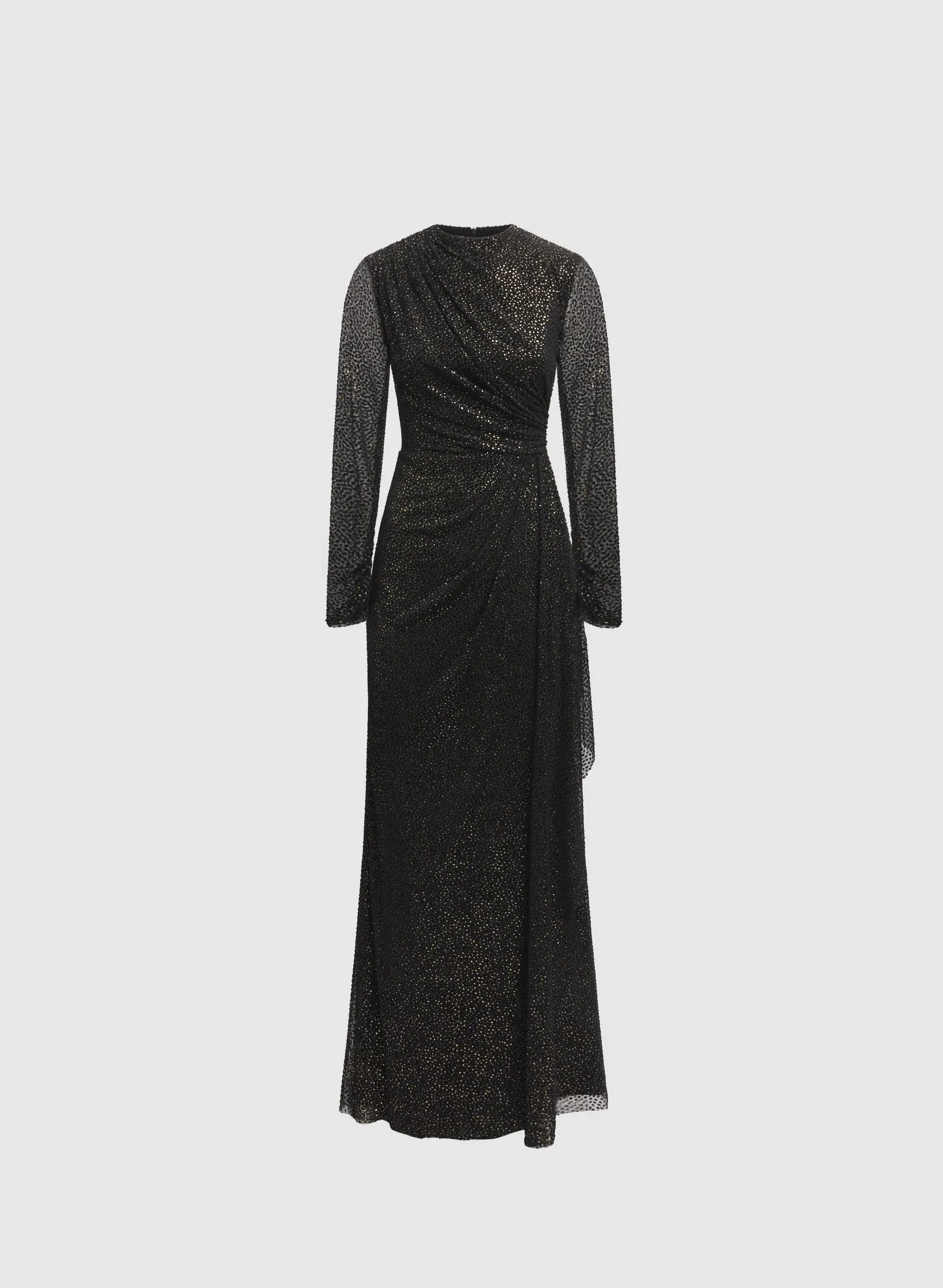 Sheath High Neck Long Sleeve Zipper Up Floor-Length Prom Dress