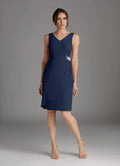 Sheath V-Neck Sleeveless V Back Knee-Length Mother of the Bride Dress