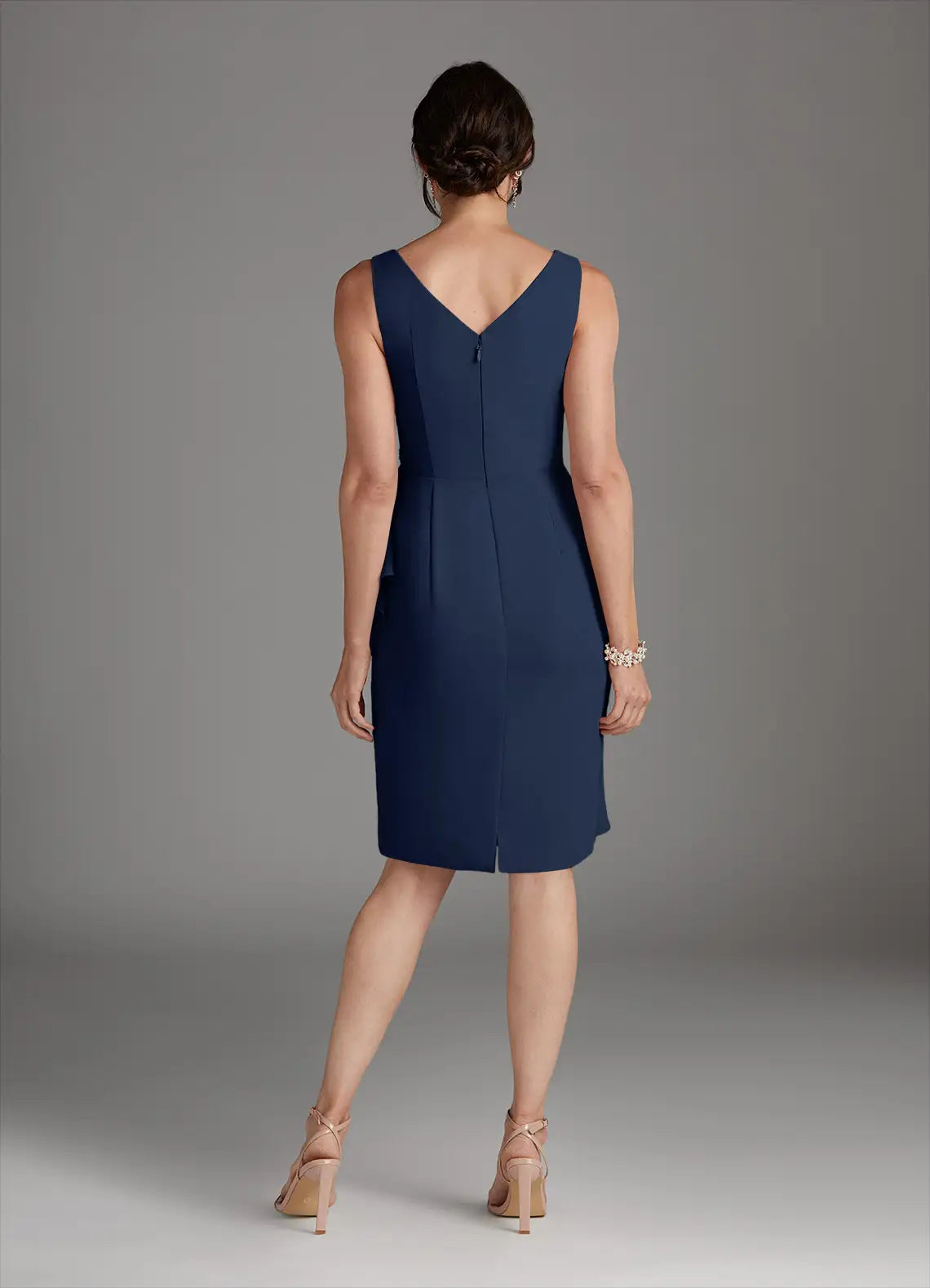 Sheath V-Neck Sleeveless V Back Knee-Length Mother of the Bride Dress