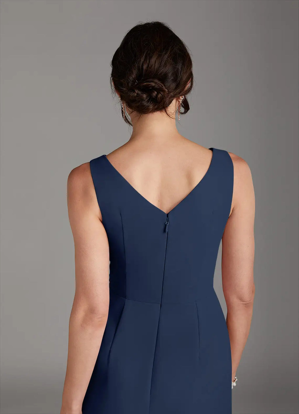 Sheath V-Neck Sleeveless V Back Knee-Length Mother of the Bride Dress