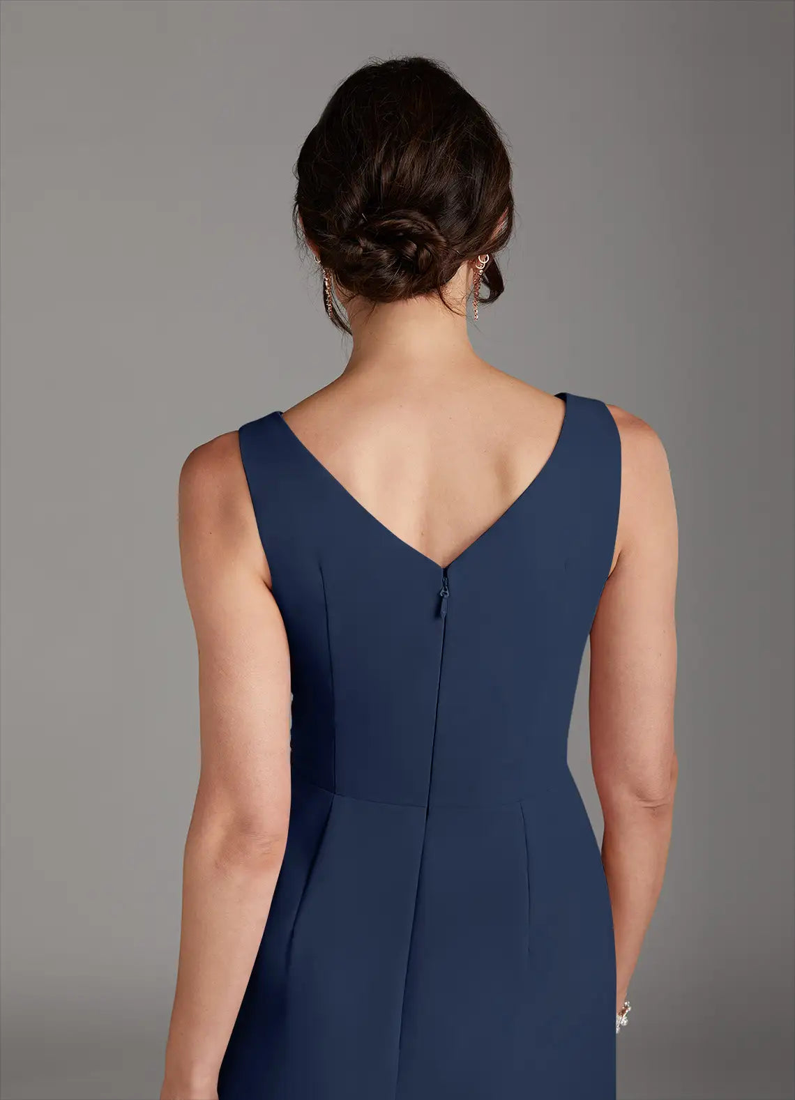 Sheath V-Neck Sleeveless V Back Knee-Length Mother of the Bride Dress