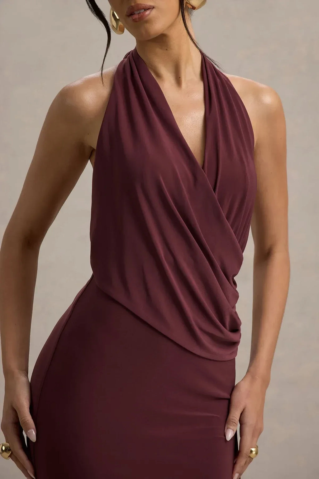 Sultry Mermaid Halter Neck Sleeveless Open Back Floor Length Evening Dress