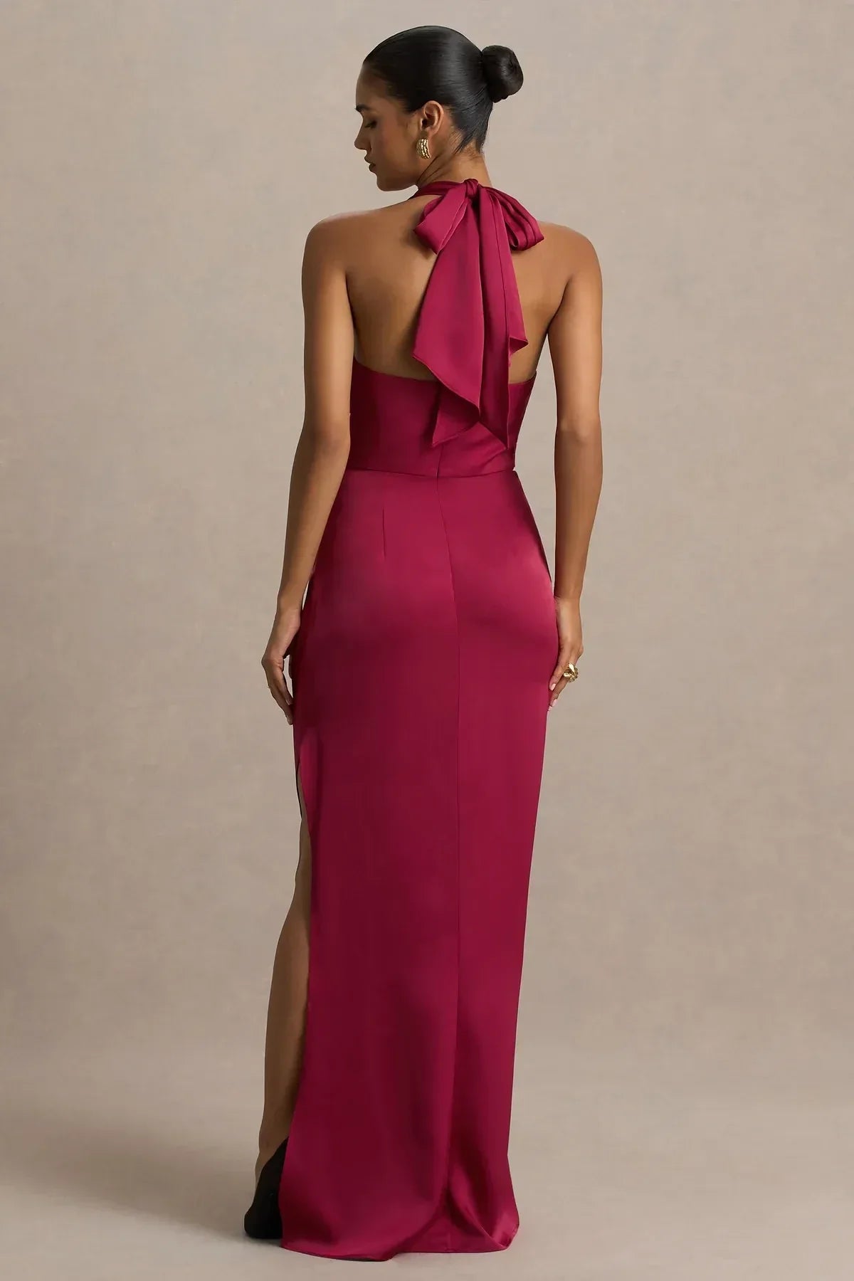 Sultry Mermaid Halter Neck Sleeveless Tie Back Floor Length Evening Dress