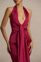 Sultry Mermaid Halter Neck Sleeveless Tie Back Floor Length Evening Dress
