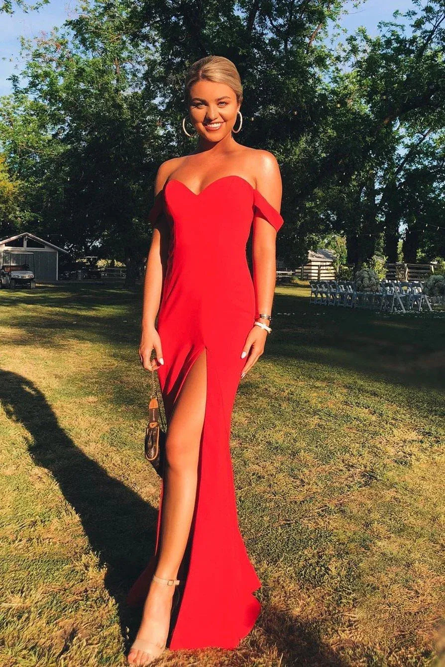 Sultry Mermaid Off Shoulder Short Sleeve Maxi Prom Dress