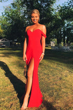 Sultry Mermaid Off Shoulder Short Sleeve Maxi Prom Dress