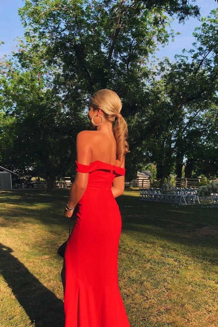 Sultry Mermaid Off Shoulder Short Sleeve Maxi Prom Dress