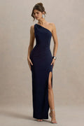Sultry Mermaid One Shoulder Sleeveless Tie Back Floor Length Evening Dress