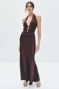 Sultry Sheath Halter Neck Sleeveless Open Back Floor Length Plus Size Prom Dress