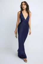 Sultry Sheath Plunging V Neck Sleeveless Crisscross Back Floor Length Plus Size Prom Dress